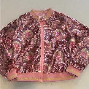 Sequin Rainbow Kids Jacket - Pink